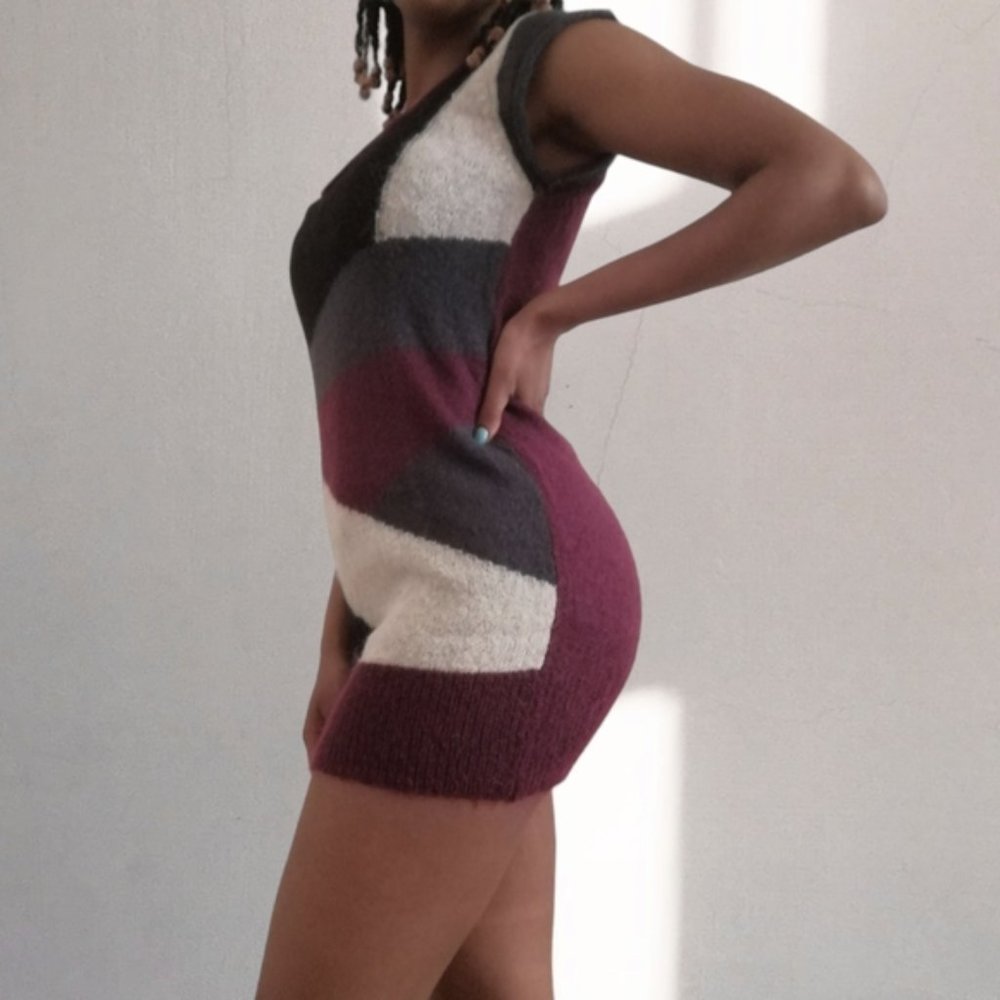 Twik La Maison Simons Mohair Geometric Sleeveless Mini Sweater Dress